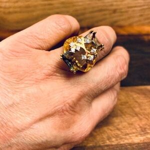 Gold Plate Over Sterling Silver Emerald Cut CZ Peridot Ring